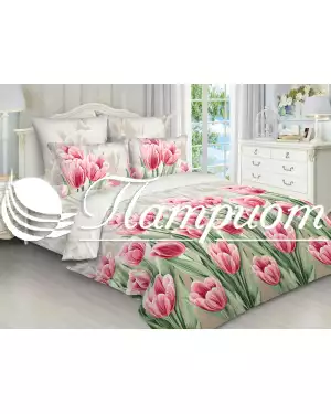 КПБ 2.0 спальный с Евро простыней, набивная бязь 125 г/м² 3011-1