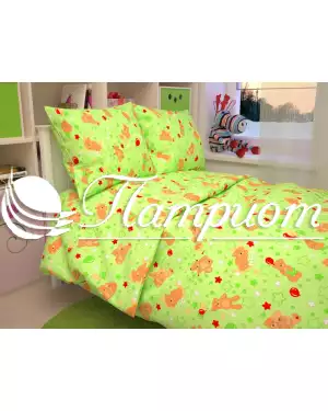 КПБ детский Мишки, зеленый, бязь 125 г/м² 350-2